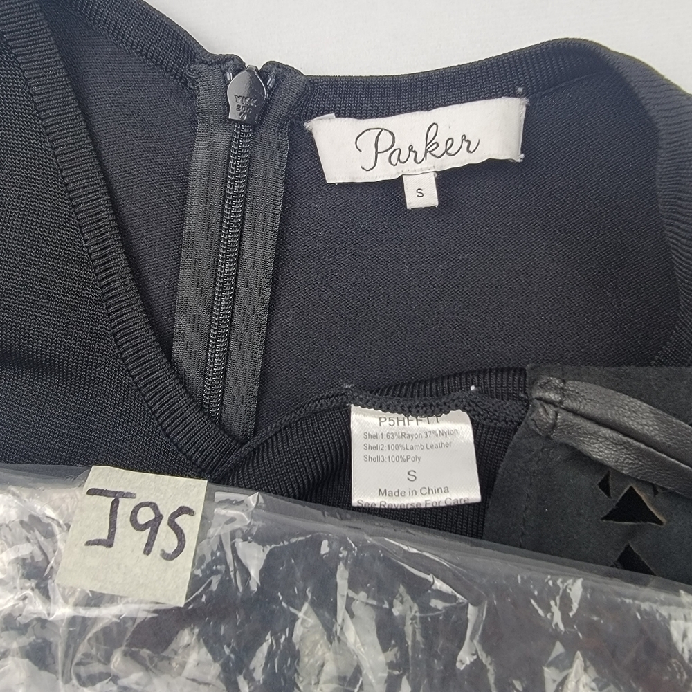 Parker black bandage aline vegan leather fringe and cutout trim dress - Picture 4 of 8